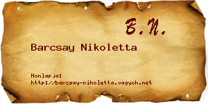 Barcsay Nikoletta névjegykártya